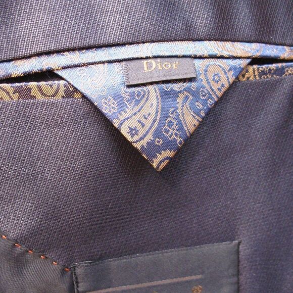 Dior Mens Two-Button Wool Blend Sateen Blazer Jacket Blue - Picture 11 of 15